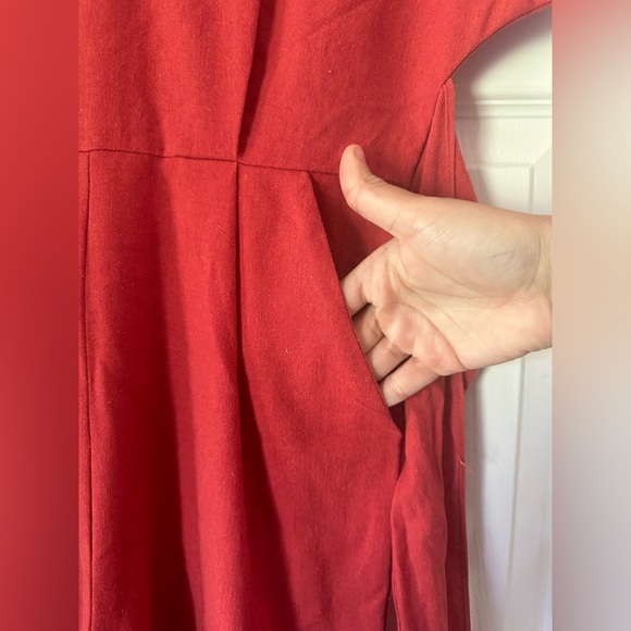 Lush Burnt Orange Wrapped Wide Leg Casual Jumpsuit Womens Small - Picture 3 of 9